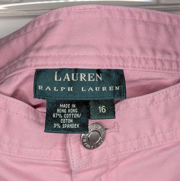Lauren Ralph Lauren Women's Size 16 Pink Denim Style Cotton Skirt Pockets - Picture 5 of 7